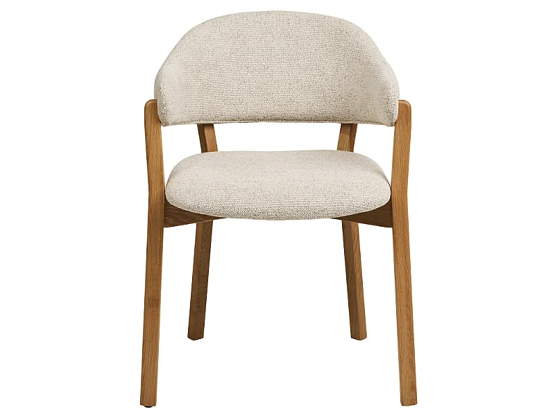 FAIR-Fauteuil de table en chêne massif et tissu, beige