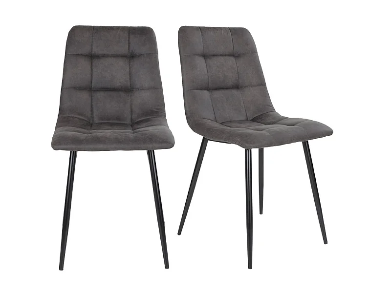 SVIN- Chaise vintage gris et acier noir (x2)