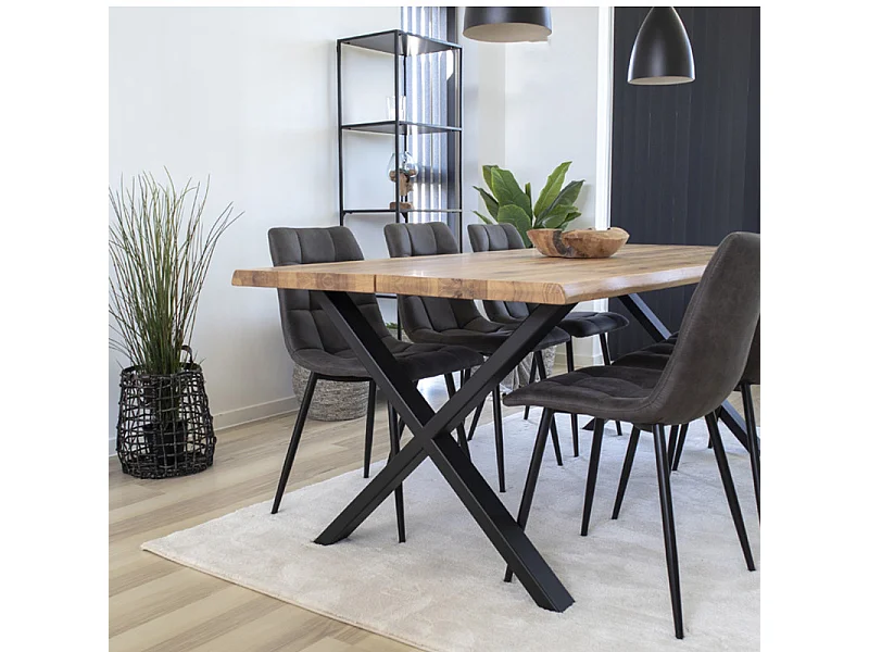 SVIN- Chaise vintage gris et acier noir (x2)