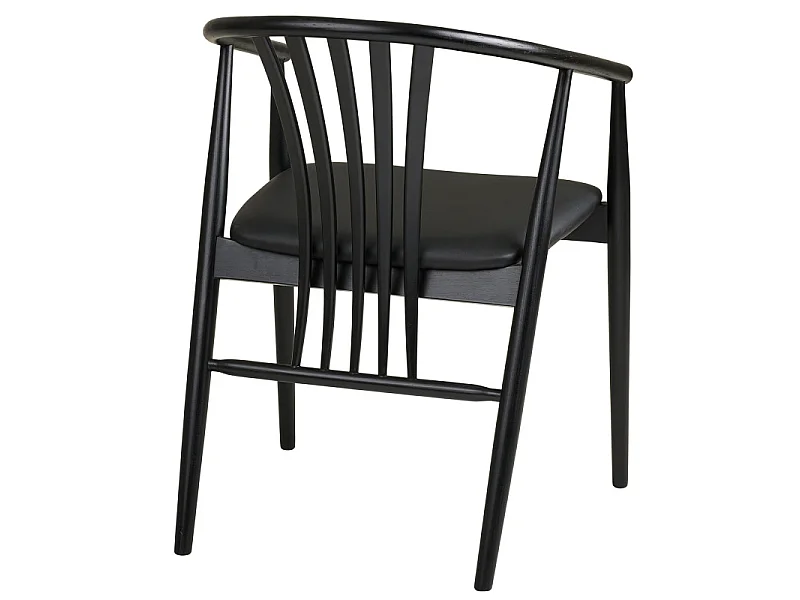 BESS-Sedia da pranzo in legno massello nero e PU nero