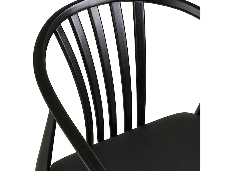 BESS-Sedia da pranzo in legno massello nero e PU nero