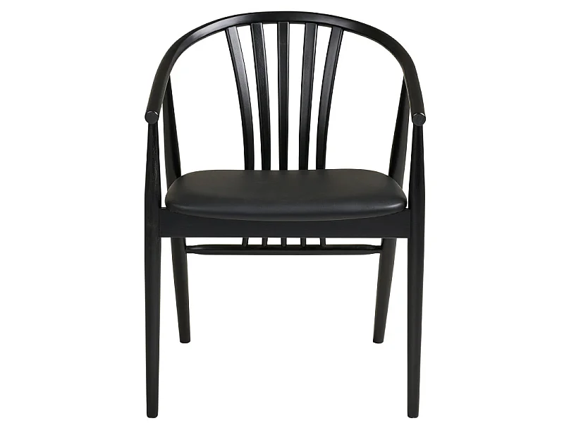 BESS-Sedia da pranzo in legno massello nero e PU nero
