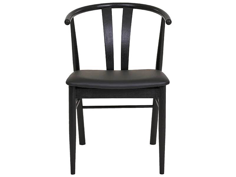 SVEN-Set di 2 sedie da pranzo in faggio massello e PU nero