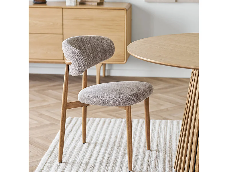 MYA-Set di 2 sedie tortora e effeto rovere