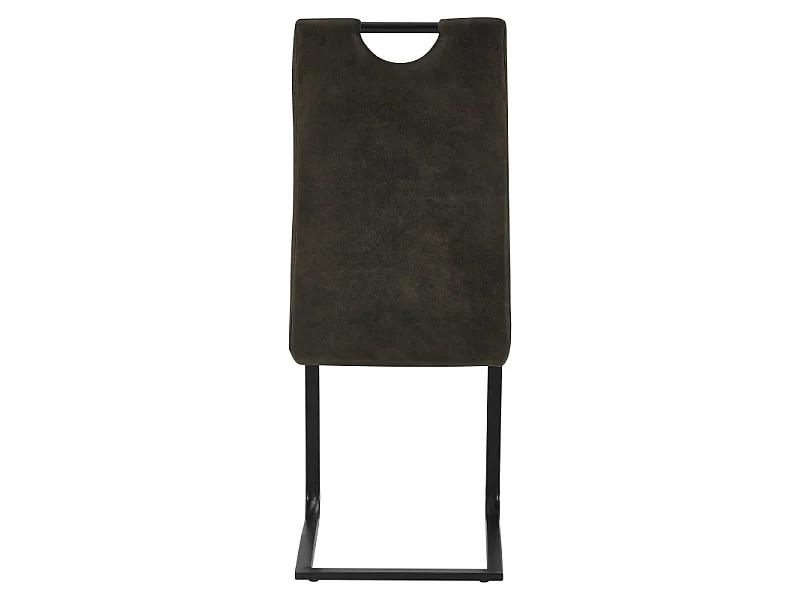 GARDNER-Chaise microfibre marron foncé pieds métal noir (x2)