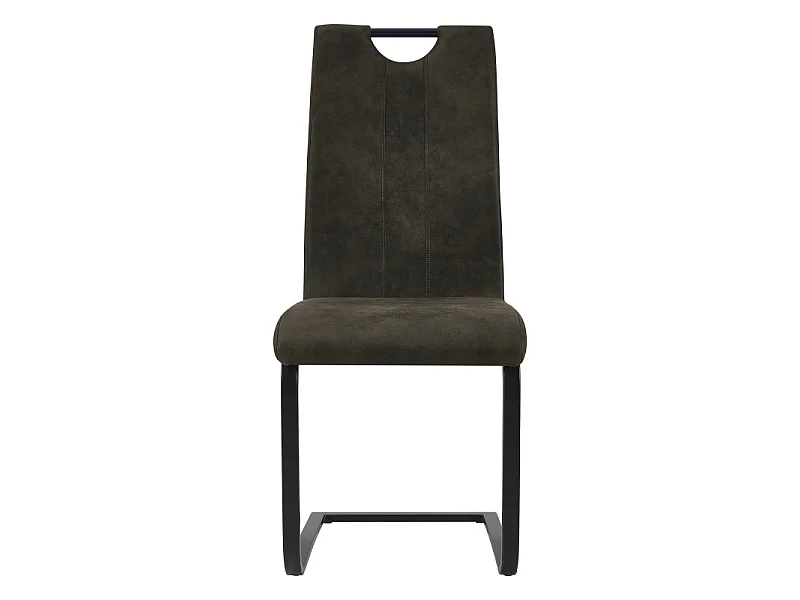 GARDNER-Chaise microfibre marron foncé pieds métal noir (x2)