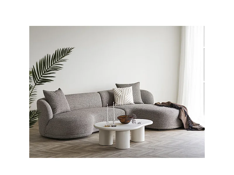 MALIBU-Canapé d'angle droit en tissu taupe