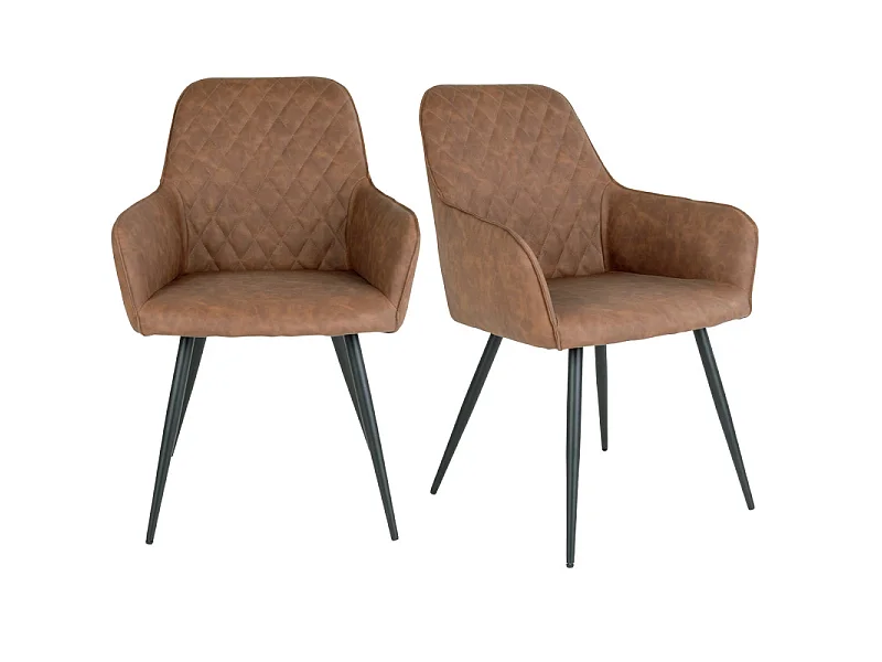 GRACE-Set di 2 sedie in PU marrone vintage