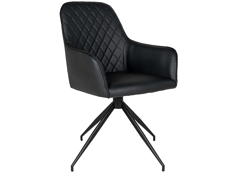 GRACE-Sedia girevole a 360° in PU nero vintage