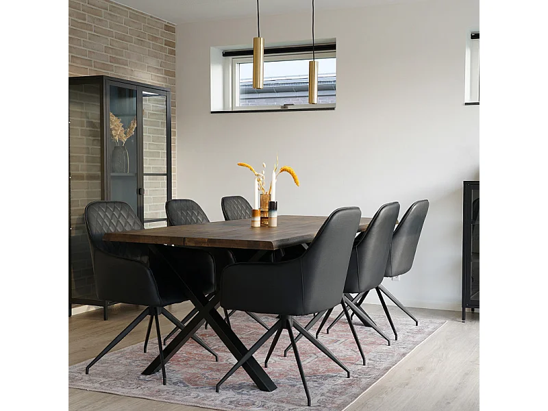 GRACE-Sedia girevole a 360° in PU nero vintage