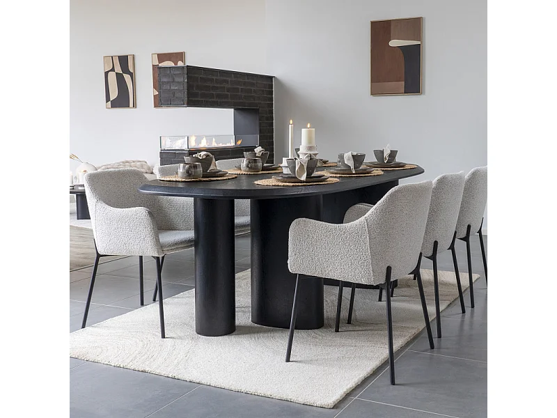 LEONIE-Set di 2 sedie da pranzo bianco riccio