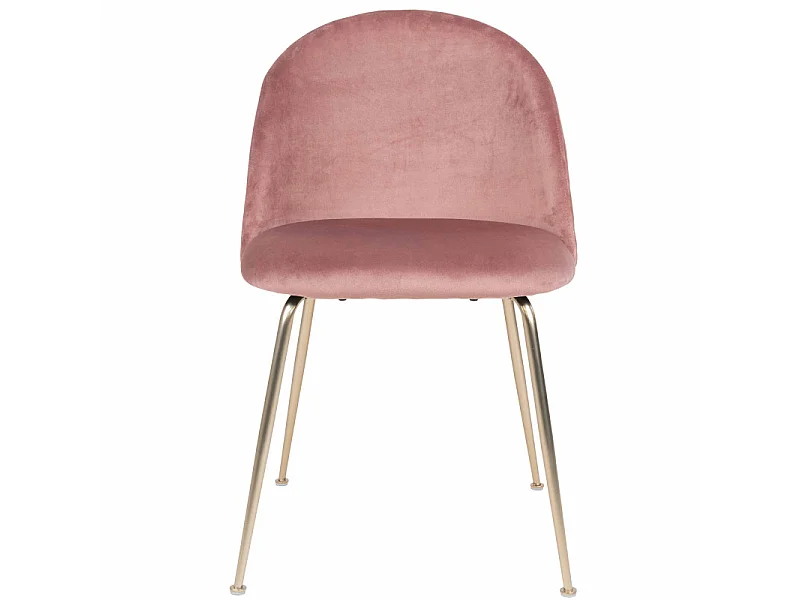 LOLY- Chaise en velours rose et finition laiton (x2)