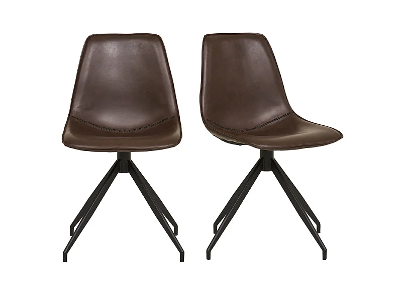 ANDY-Set di 2 sedie girevoli a 360 in PU marrone scuro