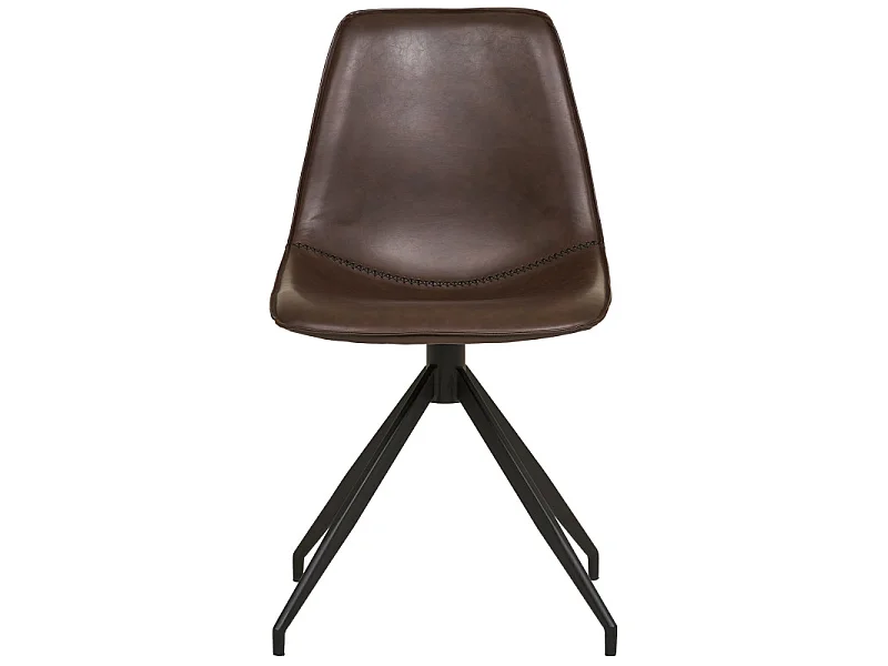 ANDY-Set di 2 sedie girevoli a 360 in PU marrone scuro