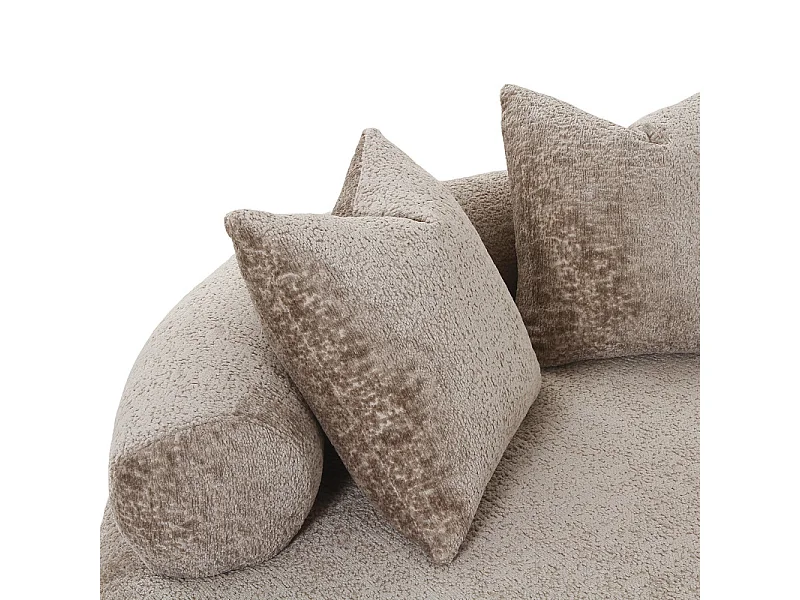 ANTIK-Sofá biplaza tapizado en tela de chenilla beige ø160 cm