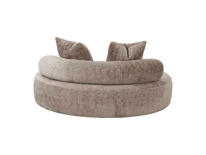 ANTIK-Sofá biplaza tapizado en tela de chenilla beige ø160 cm