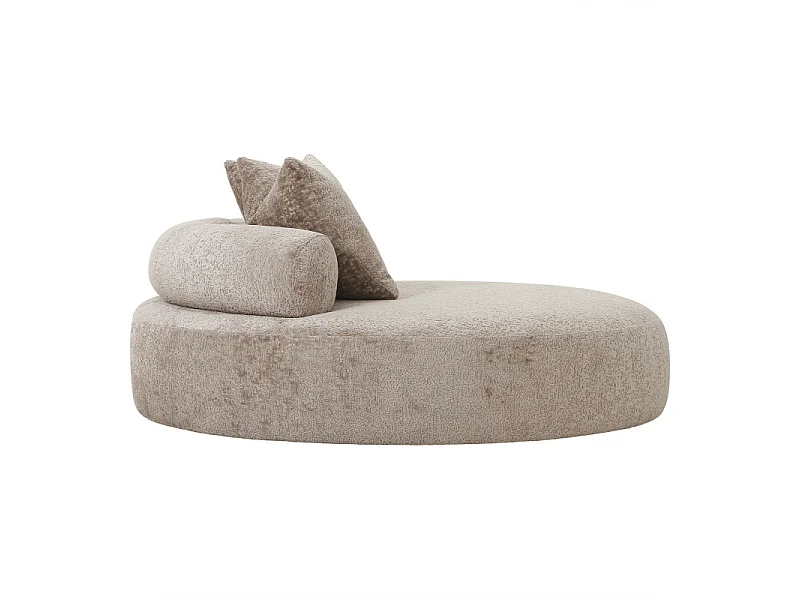ANTIK-Sofá biplaza tapizado en tela de chenilla beige ø160 cm
