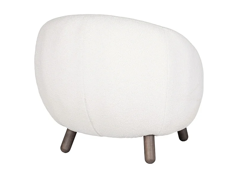 MIMI-Poltrona in tessuto bouclé ecrù e legno