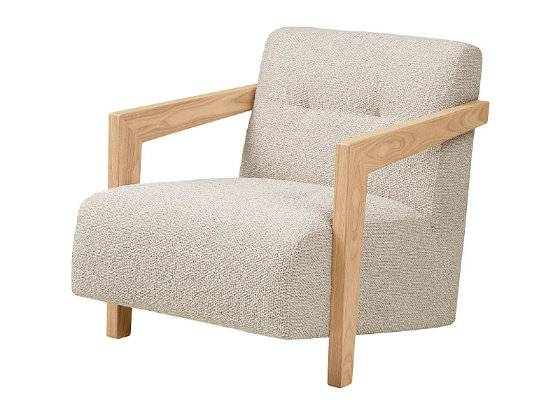 MIST-Poltrona in rovere massello e tessuto beige