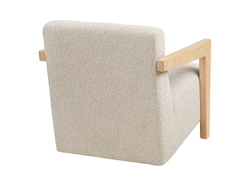 MIST-Poltrona in rovere massello e tessuto beige