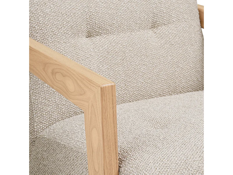 MIST-Poltrona in rovere massello e tessuto beige