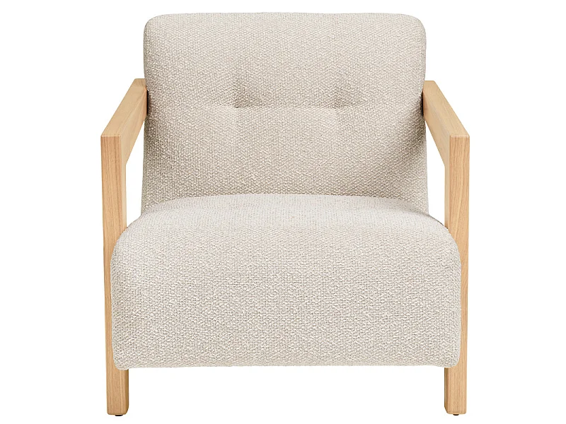 MIST-Poltrona in rovere massello e tessuto beige