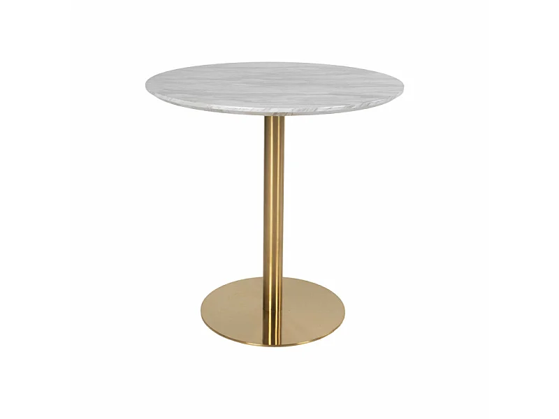 COOPER-Table à manger ronde 2 personnes ø90, décor marbre et laiton