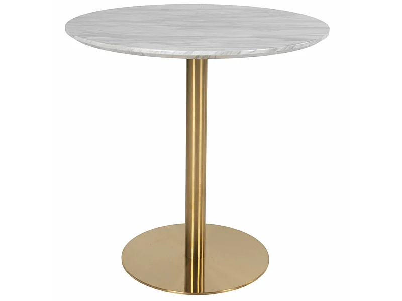 COOPER-Table à manger ronde 2 personnes ø90, décor marbre et laiton