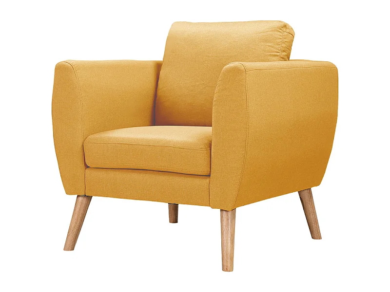 SOLVEIG-Fauteuil scandinave tissu curry