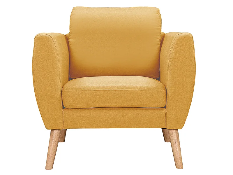 SOLVEIG-Fauteuil scandinave tissu curry