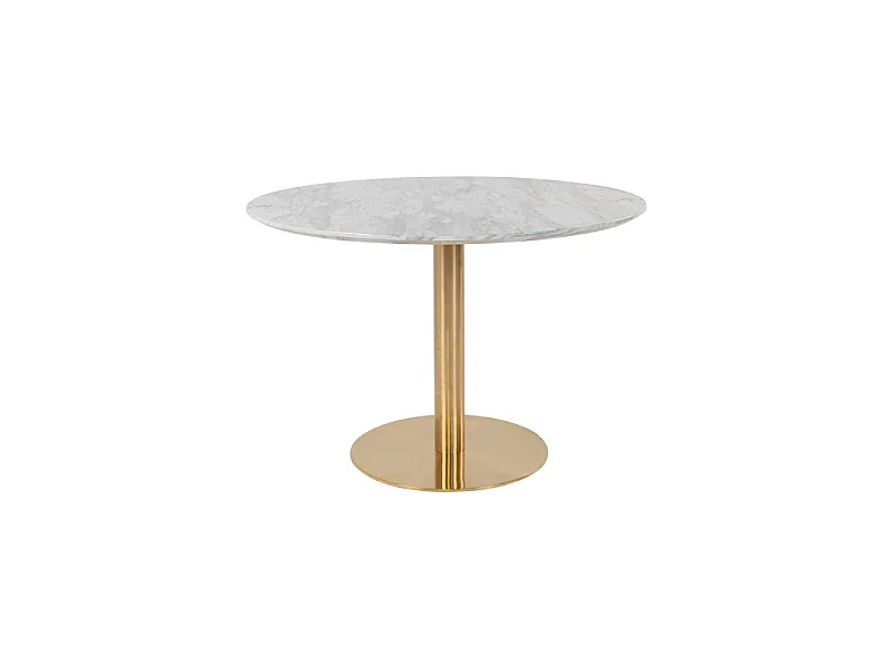 COOPER-Table à manger ronde 4 personnes ø110, décor marbre et laiton