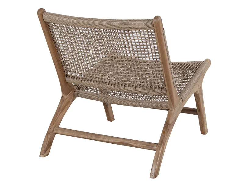 TIKY-Poltrona e poggiapiedi in teak e rattan
