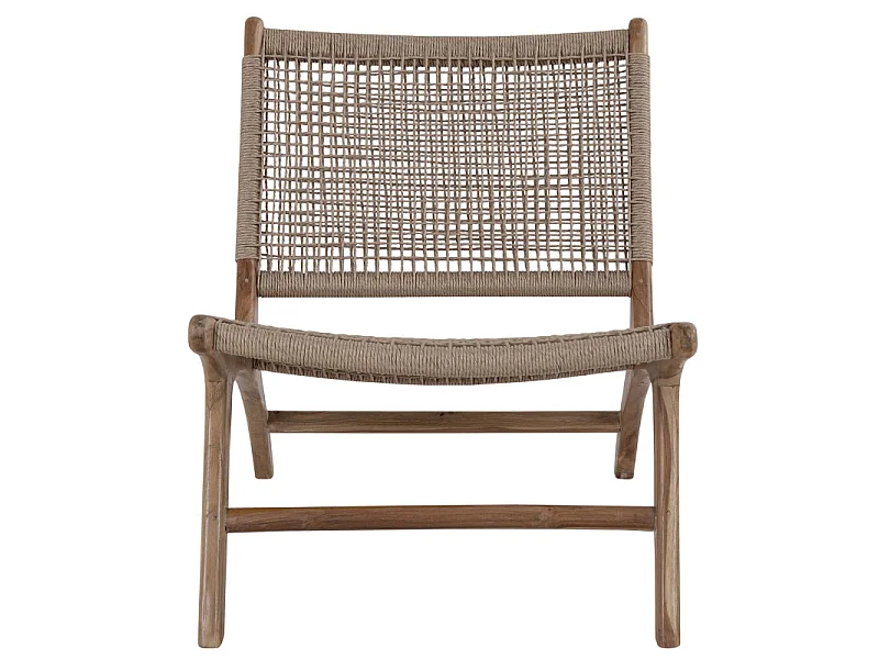 TIKY-Poltrona e poggiapiedi in teak e rattan
