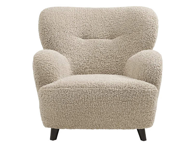 WINY-Poltrona lounge in tessuto bouclé marrone chiaro