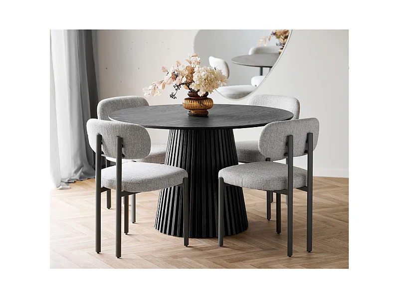 KAIRN- Table à manger ronde 4 personnes ø120 cm chêne noir