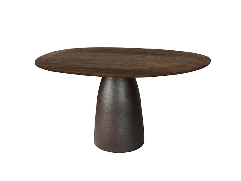 DYLON-Table à manger 4 personnes D120 cm en bois massif et métal