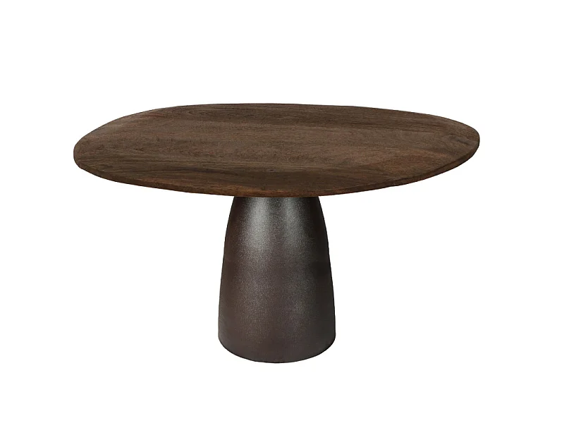 DYLON-Table à manger 4 personnes D120 cm en bois massif et métal