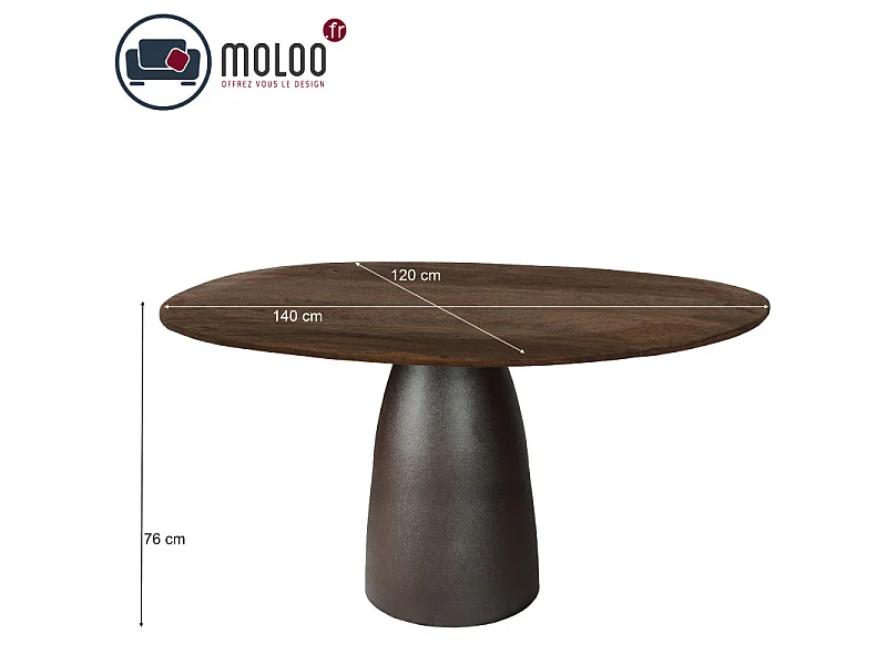 DYLON-Table à manger 4 personnes D120 cm en bois massif et métal