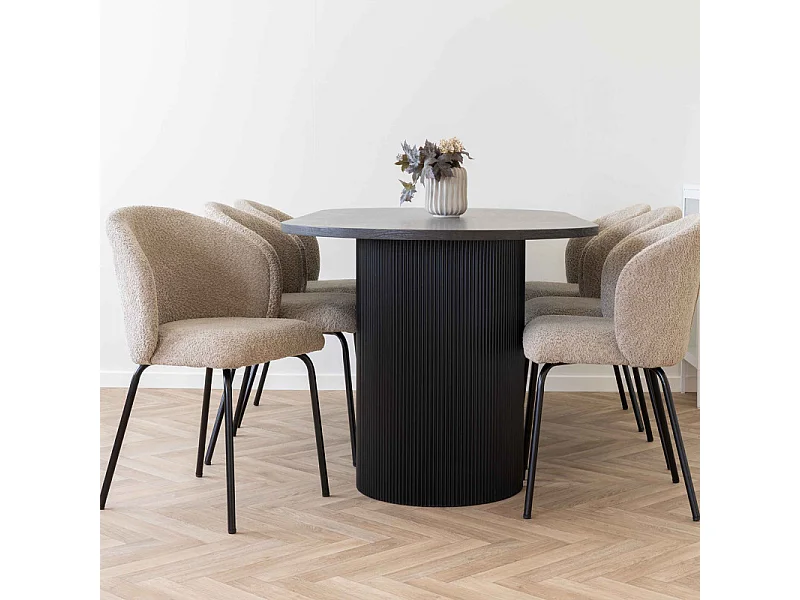 MIDO-Table à manger 6/8 personnes 210 cm brun foncé