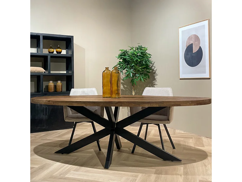 MANAUS-Table à manger ovale 6 personnes 160 cm en bois massif