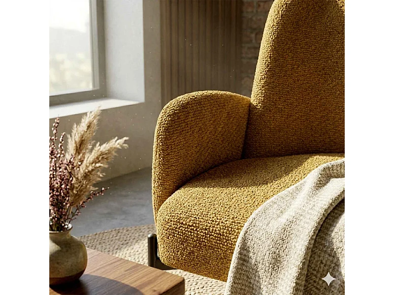 ALEX-Fauteuil en tissu Ikon Ocre