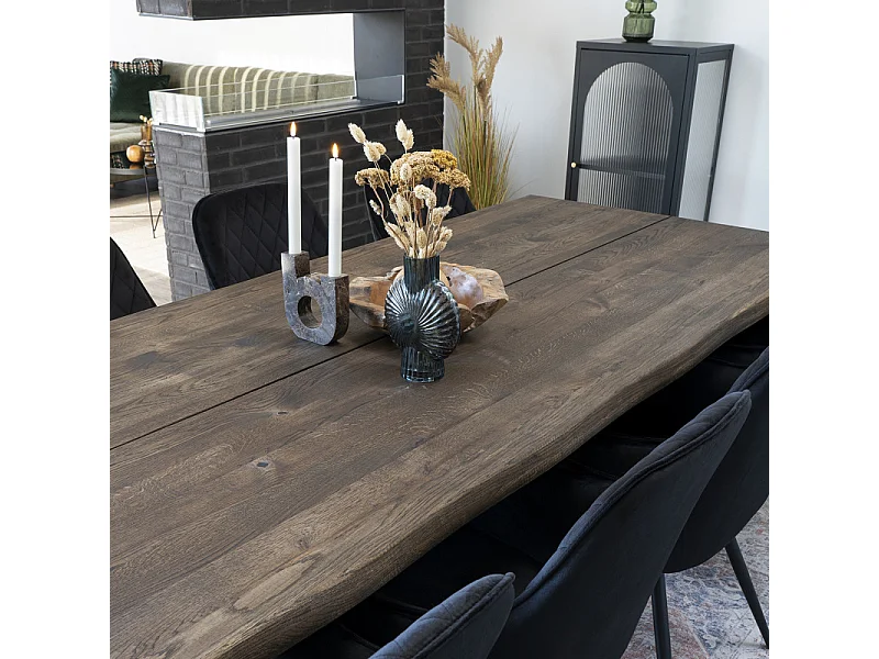 CALVI-Table repas à manger 10  personnes 240cm en chêne massif fumé