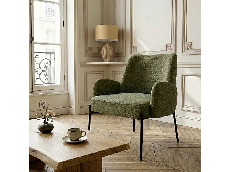 ALEX-Fauteuil en tissu Ikon Olive
