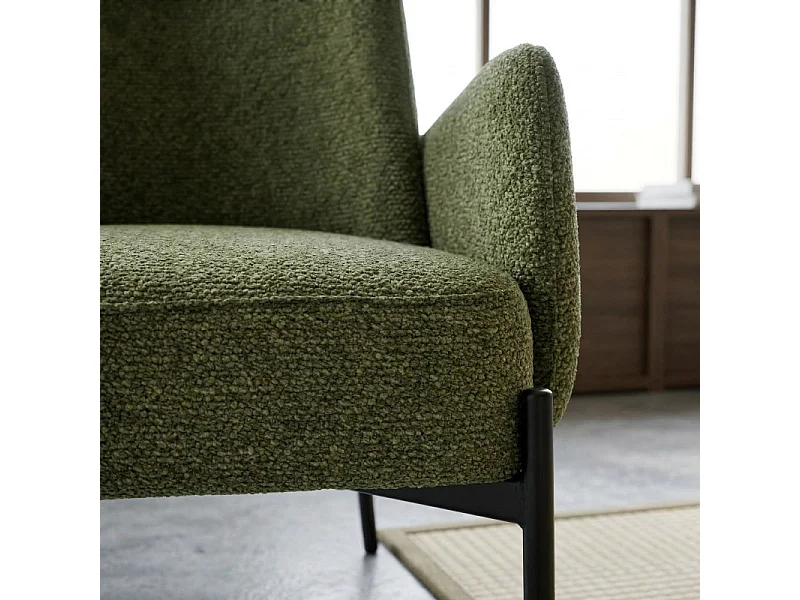 ALEX-Fauteuil en tissu Ikon Olive
