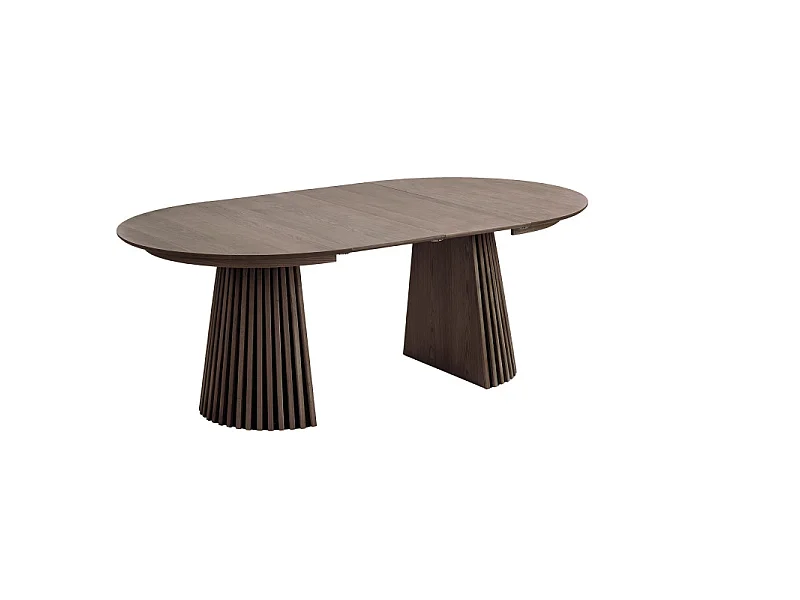 KAIRN-Table extensible ø120cm (160/200/240) chêne fumé