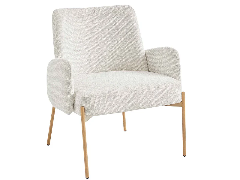 ALEX-Fauteuil en tissu Ikon Coloris Lin et métal chêne