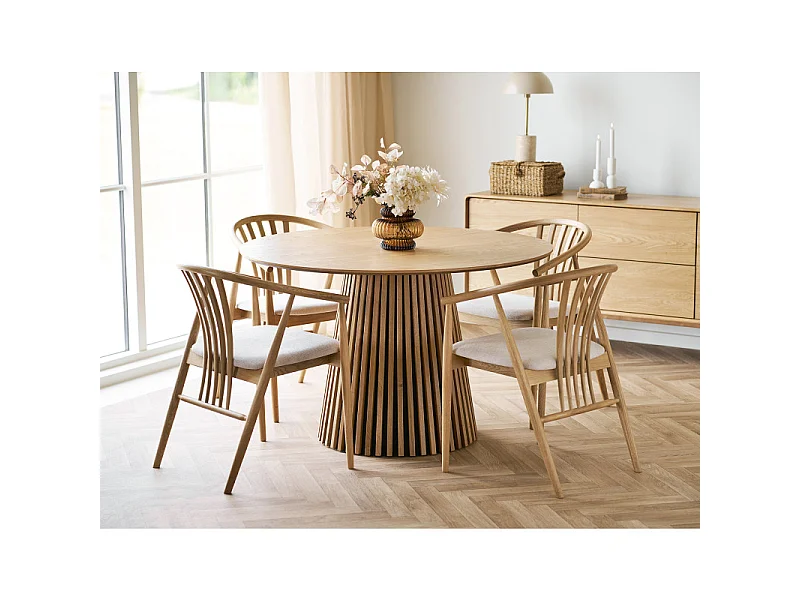 KAIRN- Table à manger ronde 4 personnes ø120 cm chêne
