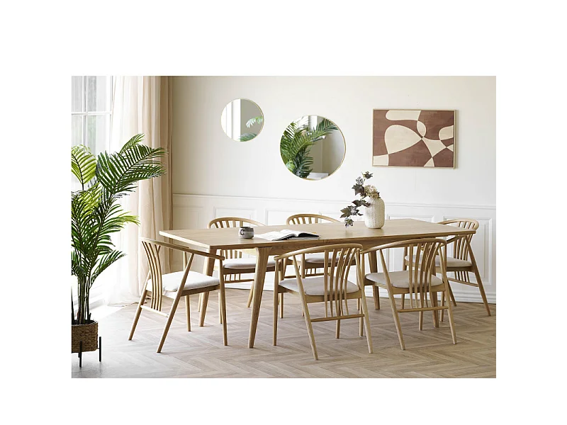 BONA-Table à manger avec allonge 8/10 personnes 180 cm, chêne