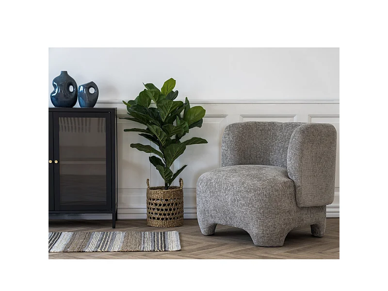MOSS-Poltrona in tessuto ciniglia grigio