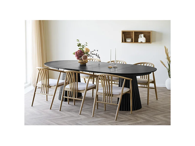 KAIRN-Table extensible ø120cm (160/200/240) chêne noir